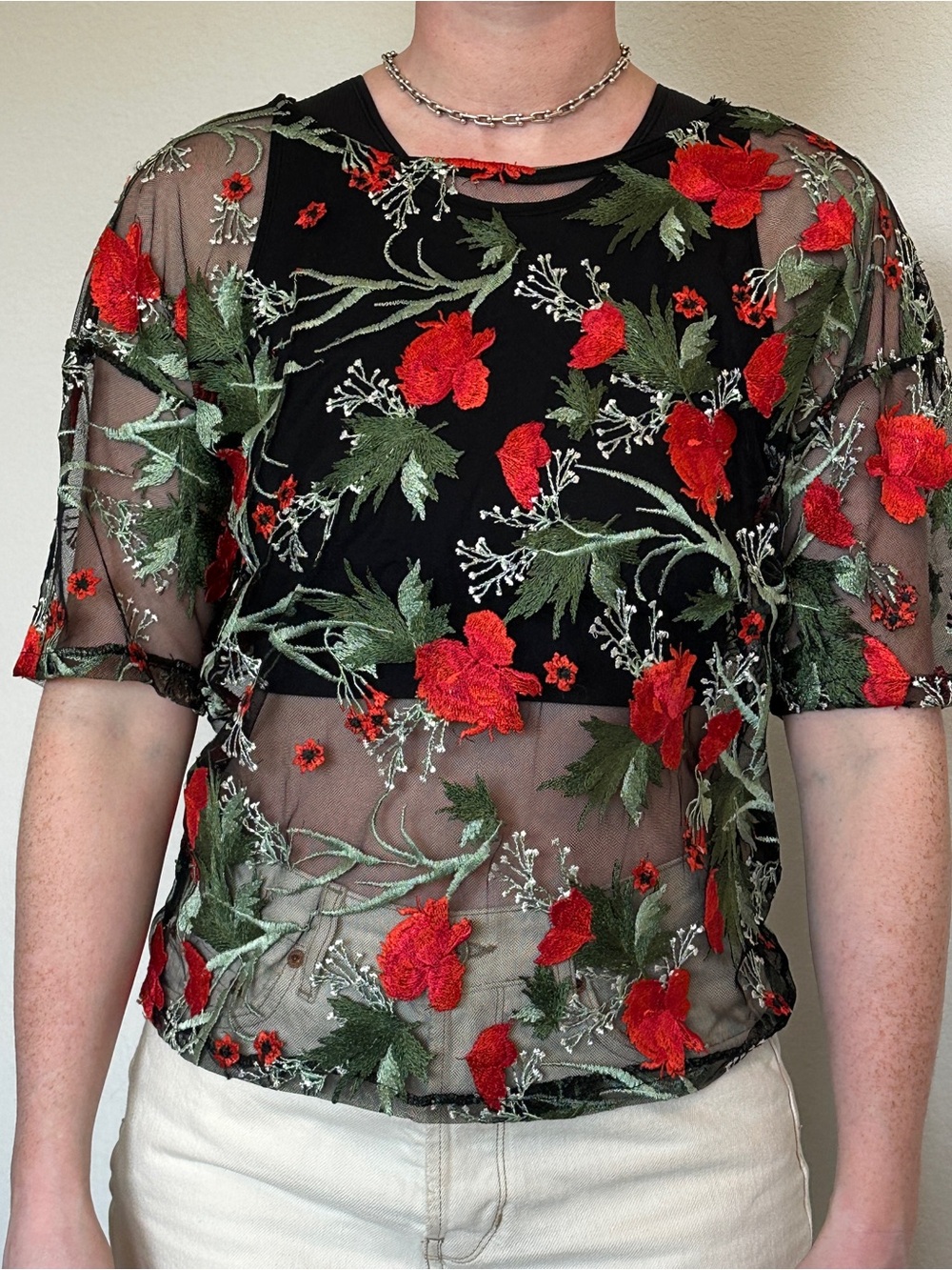 Potter’s Pot floral embroidery top